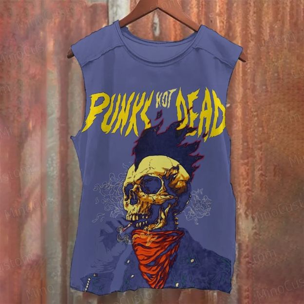 Punk Not Dead Skull Graphic Tank Top