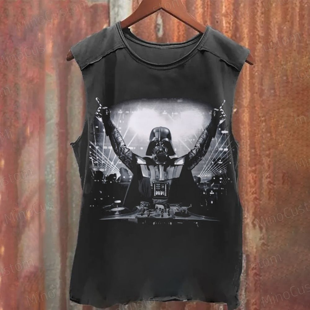 Darth Vader on DJ Music Washed Tank Top