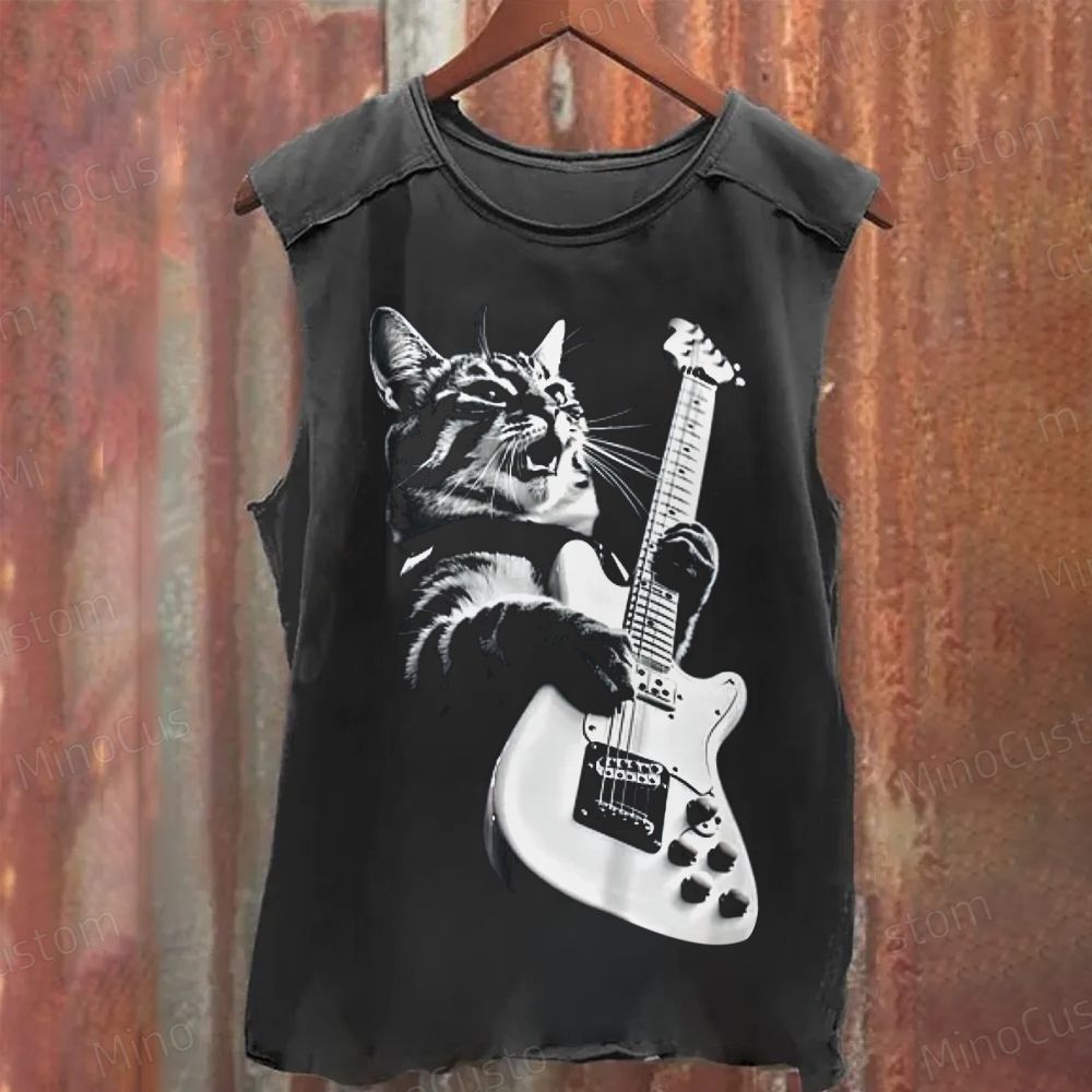 Mr. Rock Cat Washed Tank Top