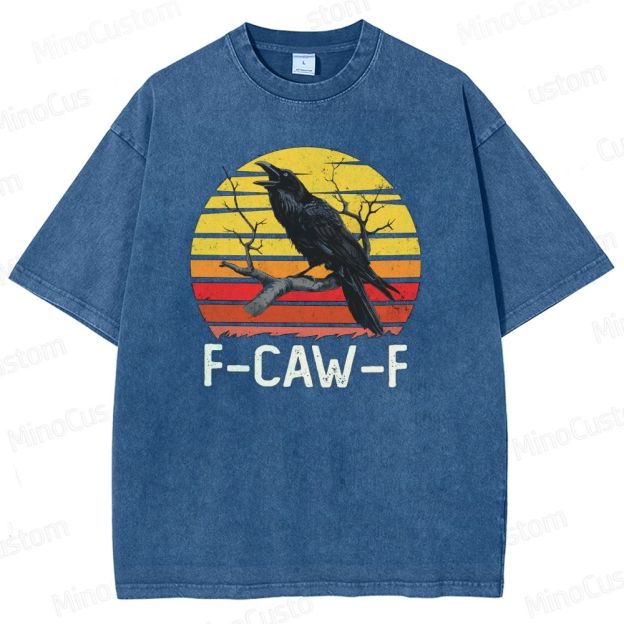 “F - CAW - F” Raven Graphic Vintage Washed T - Shirt