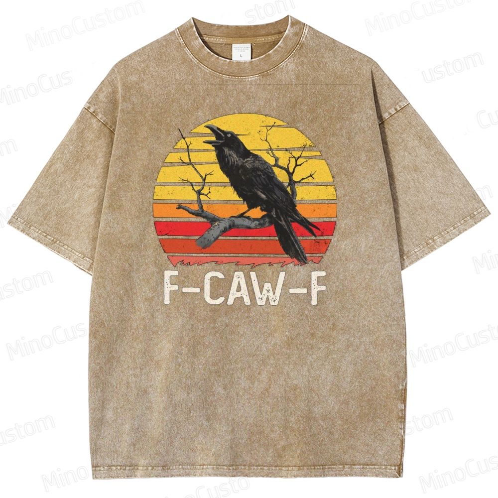 “F - CAW - F” Raven Graphic Vintage Washed T - Shirt