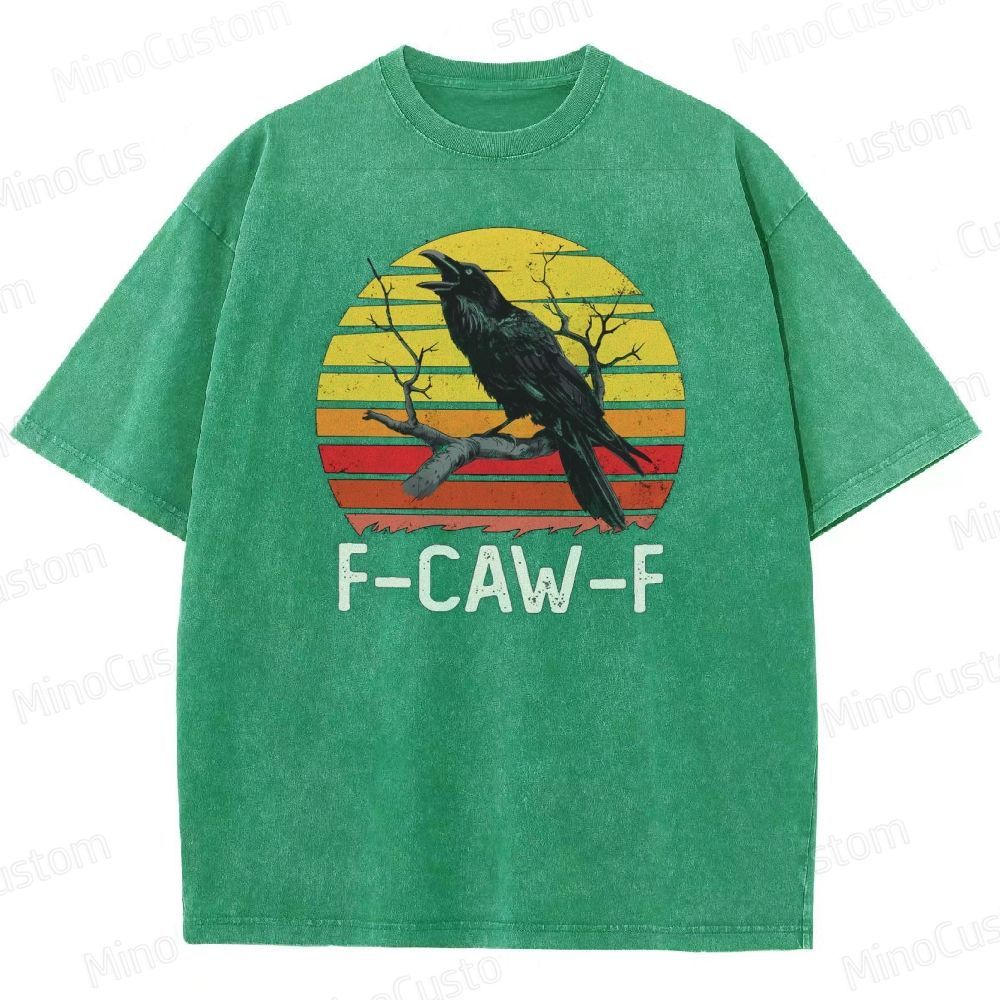 “F - CAW - F” Raven Graphic Vintage Washed T - Shirt