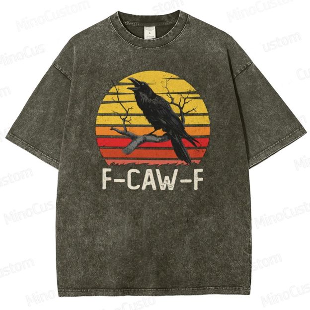 “F - CAW - F” Raven Graphic Vintage Washed T - Shirt