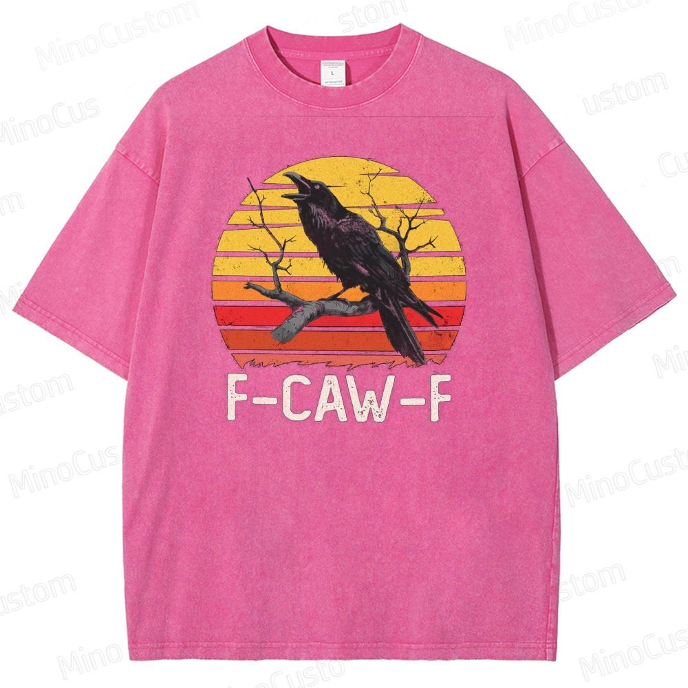 “F - CAW - F” Raven Graphic Vintage Washed T - Shirt