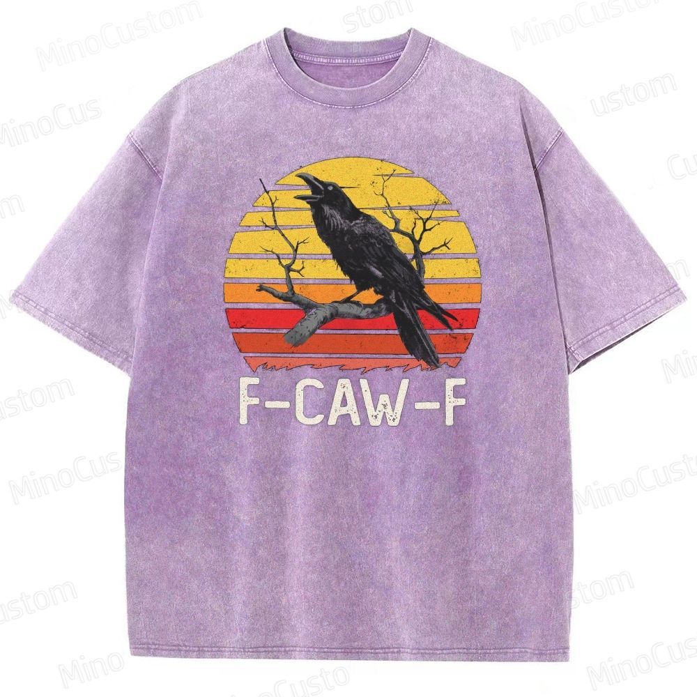 “F - CAW - F” Raven Graphic Vintage Washed T - Shirt