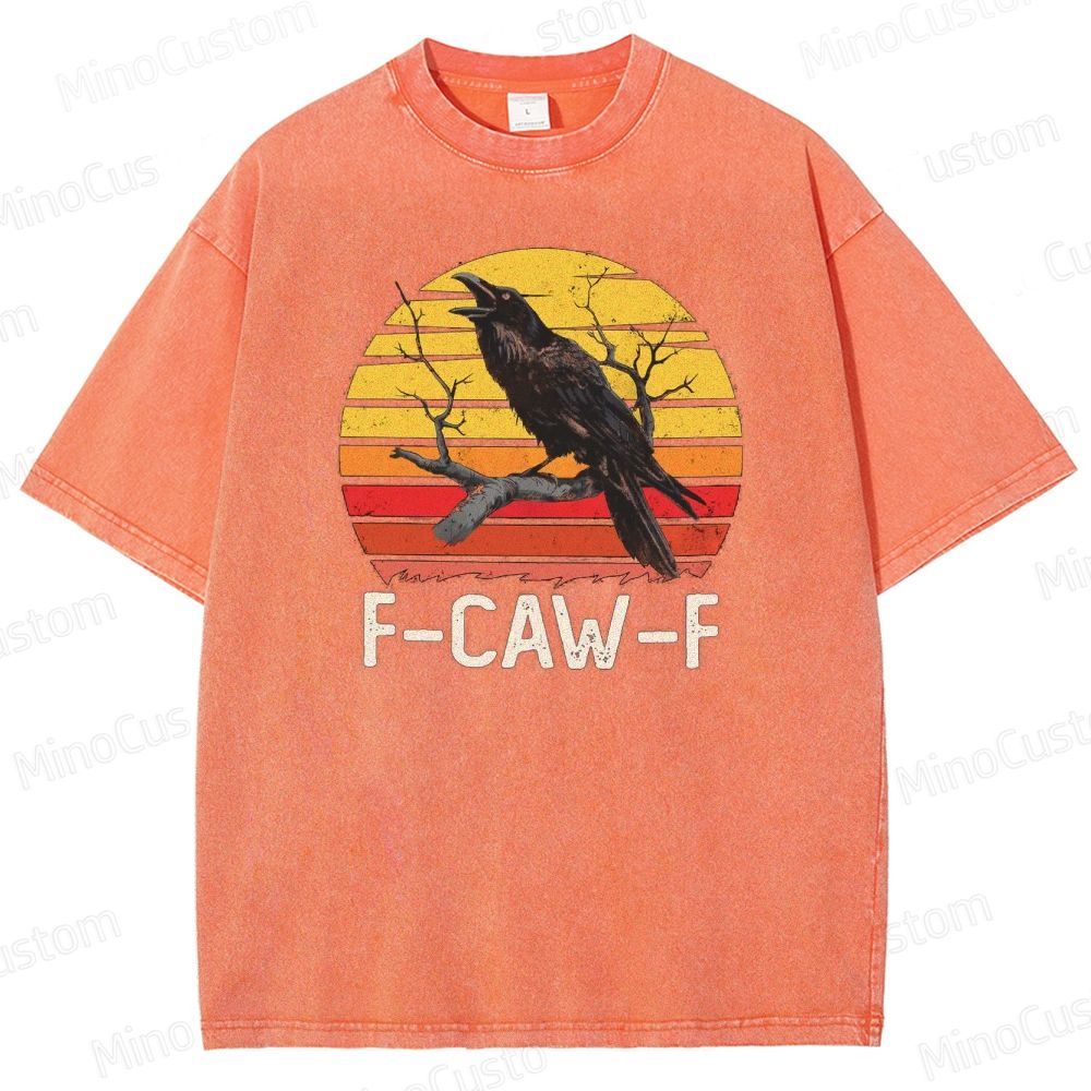“F - CAW - F” Raven Graphic Vintage Washed T - Shirt