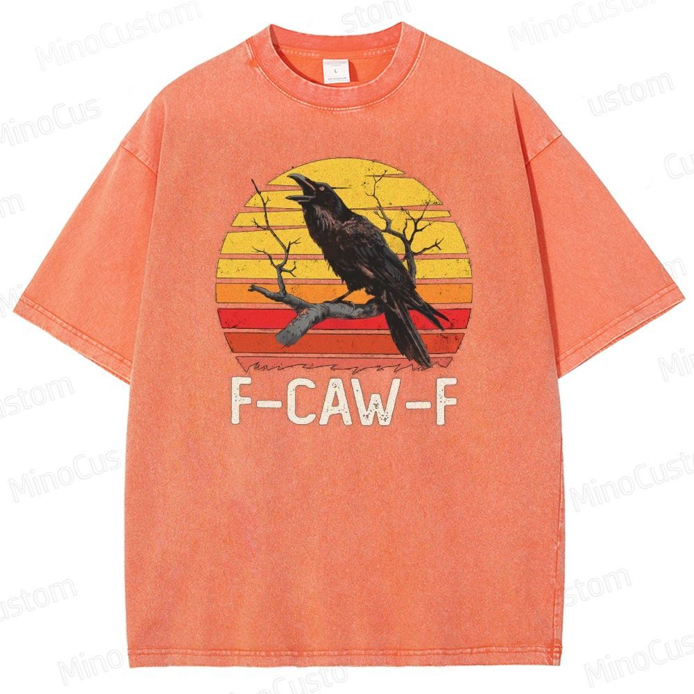 “F - CAW - F” Raven Graphic Vintage Washed T - Shirt
