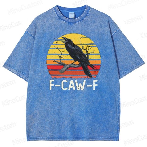 “F - CAW - F” Raven Graphic Vintage Washed T - Shirt