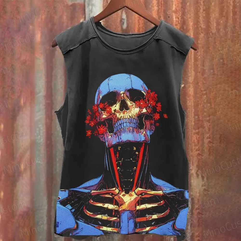 Anatomical Skull Washed Tank Top