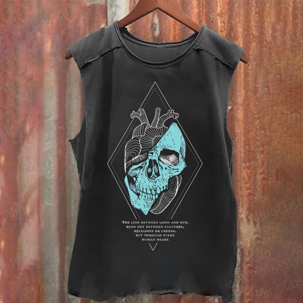 Heart & Skull Philosophy Washed Tank Top