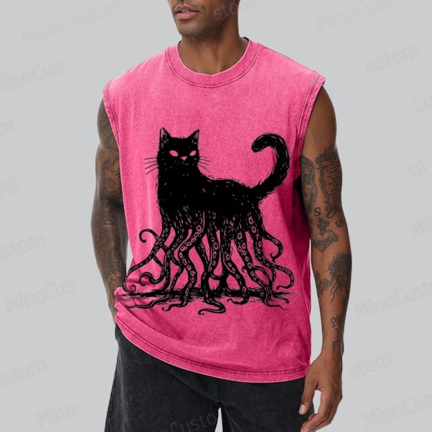 Lovecraftian Cat Washed Tank Top