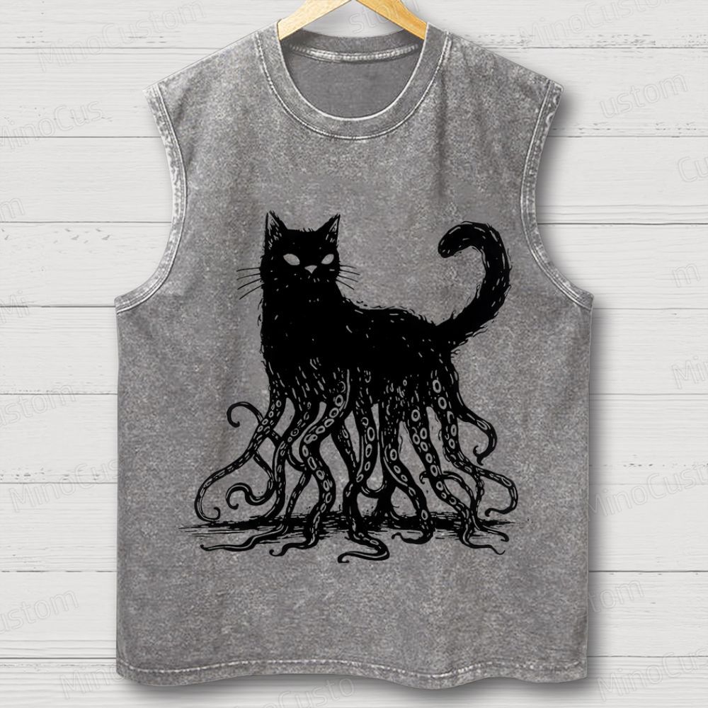Lovecraftian Cat Washed Tank Top