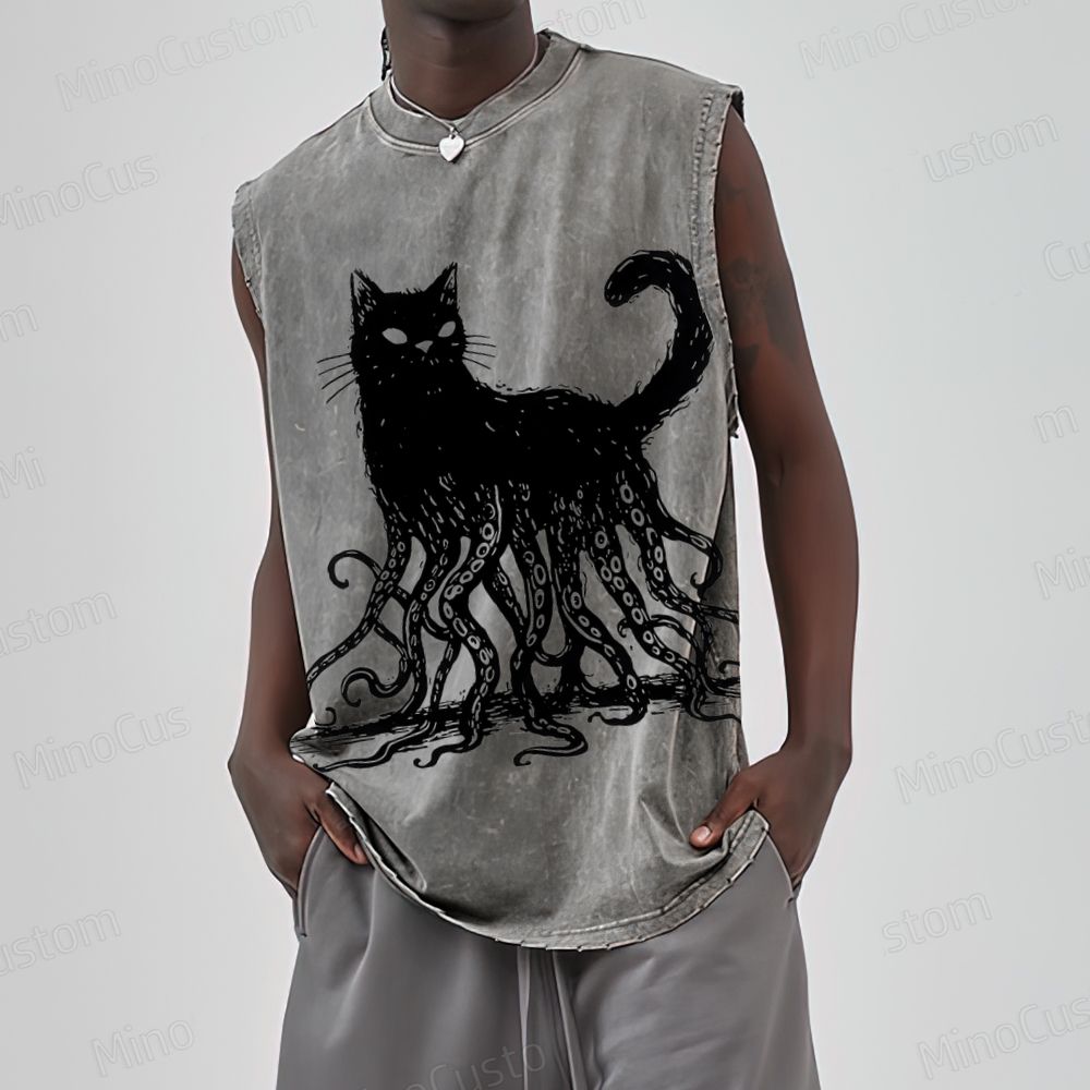 Lovecraftian Cat Washed Tank Top