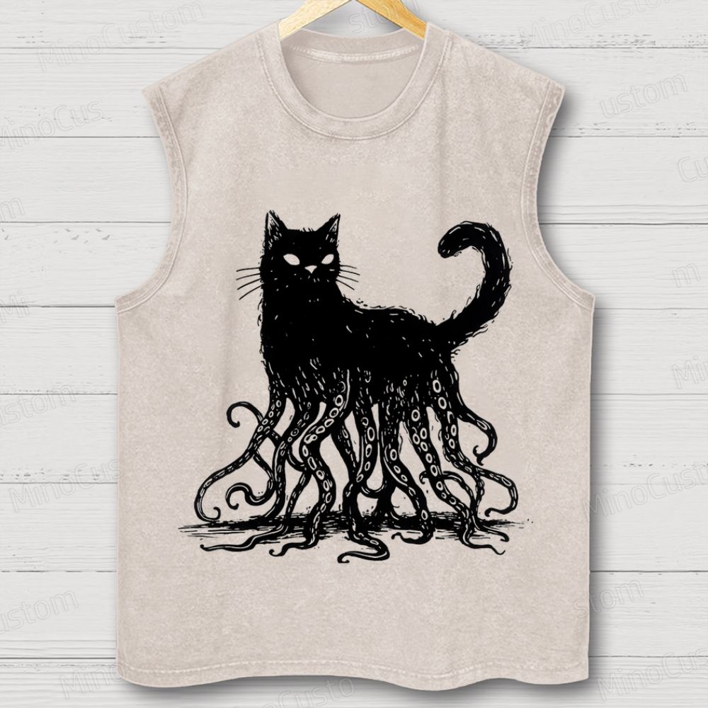 Lovecraftian Cat Washed Tank Top