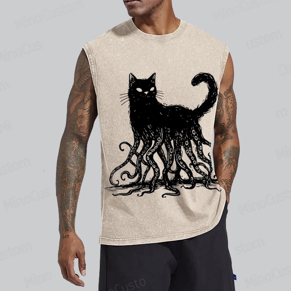 Lovecraftian Cat Washed Tank Top