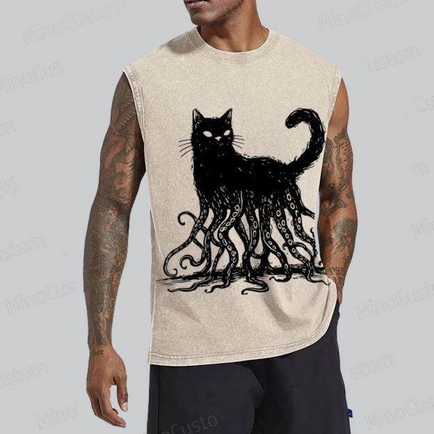 Lovecraftian Cat Washed Tank Top