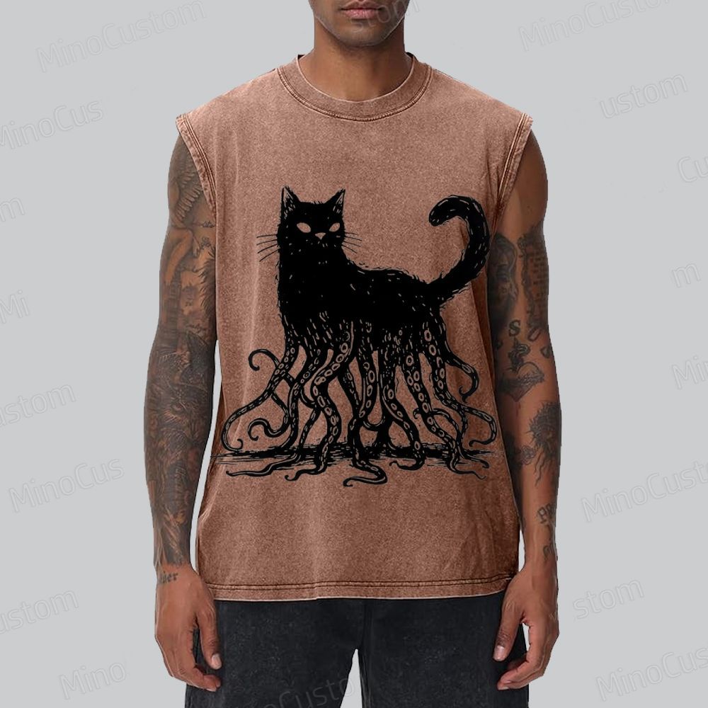 Lovecraftian Cat Washed Tank Top