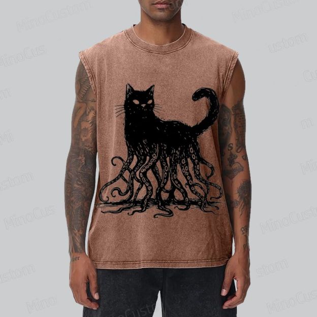 Lovecraftian Cat Washed Tank Top