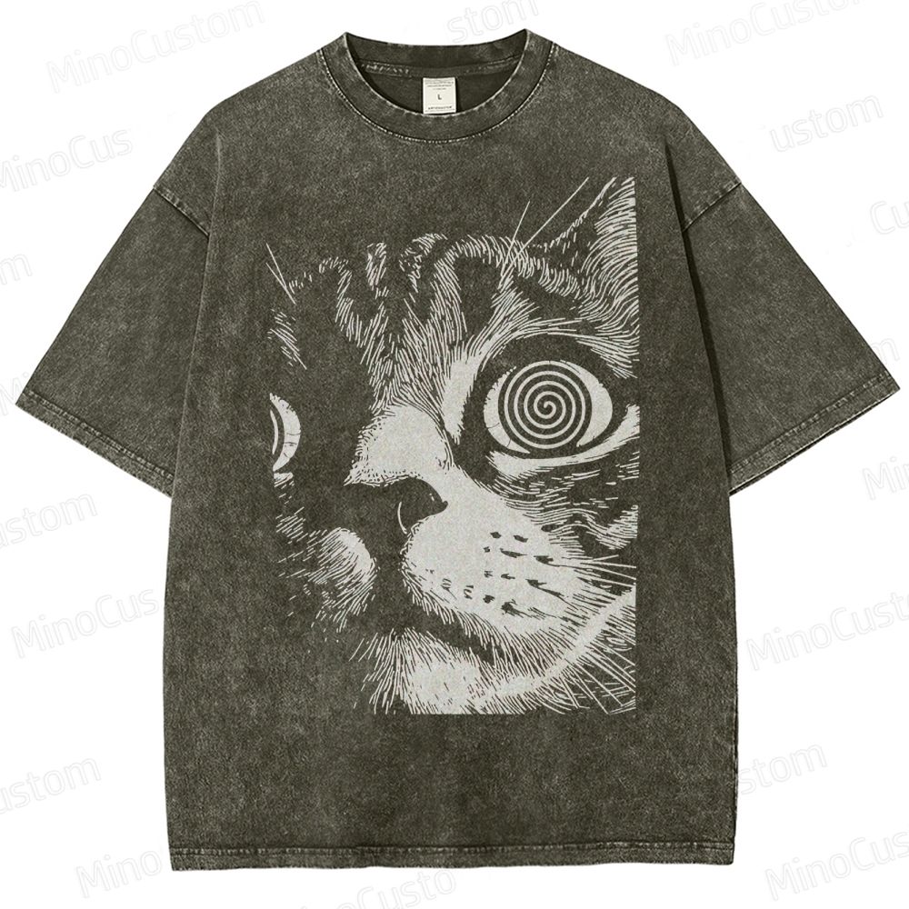 Hypnotic Cat Eyes Washed T-Shirt 