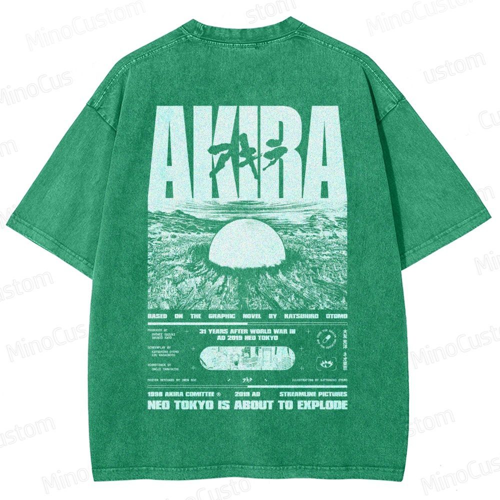 Vintage Distressed 'AKIRA Neo Tokyo' Graphic Oversized Washed T-Shirt