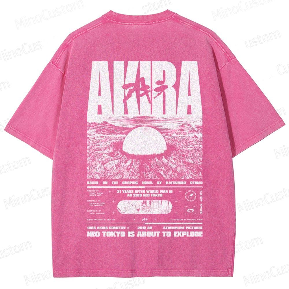 Vintage Distressed 'AKIRA Neo Tokyo' Graphic Oversized Washed T-Shirt