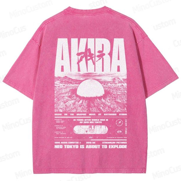 Vintage Distressed 'AKIRA Neo Tokyo' Graphic Oversized Washed T-Shirt