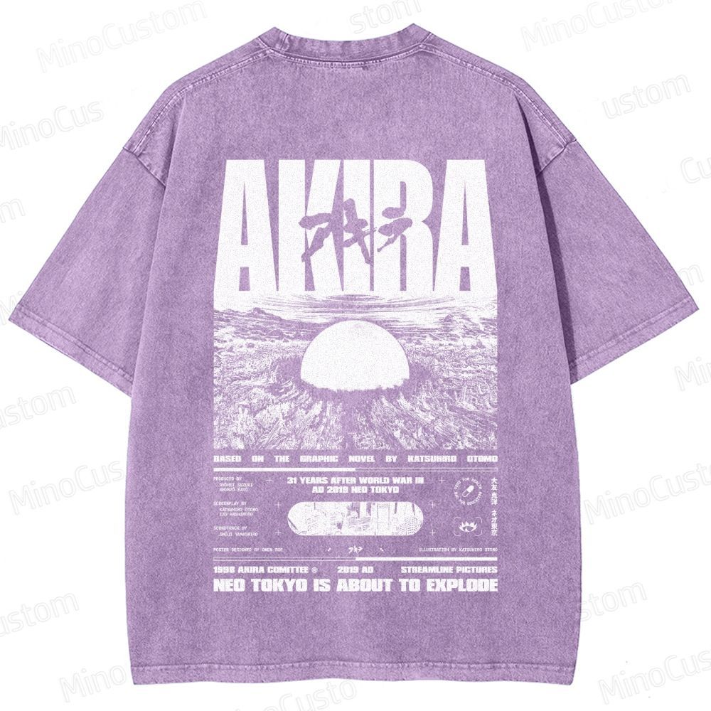Vintage Distressed 'AKIRA Neo Tokyo' Graphic Oversized Washed T-Shirt
