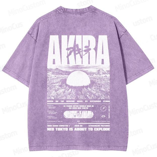 Vintage Distressed 'AKIRA Neo Tokyo' Graphic Oversized Washed T-Shirt