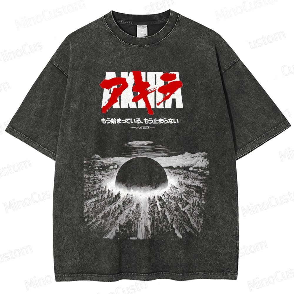 Vintage Distressed 'AKIRA' Japanese Kanji Graphic Oversized Washed T-S