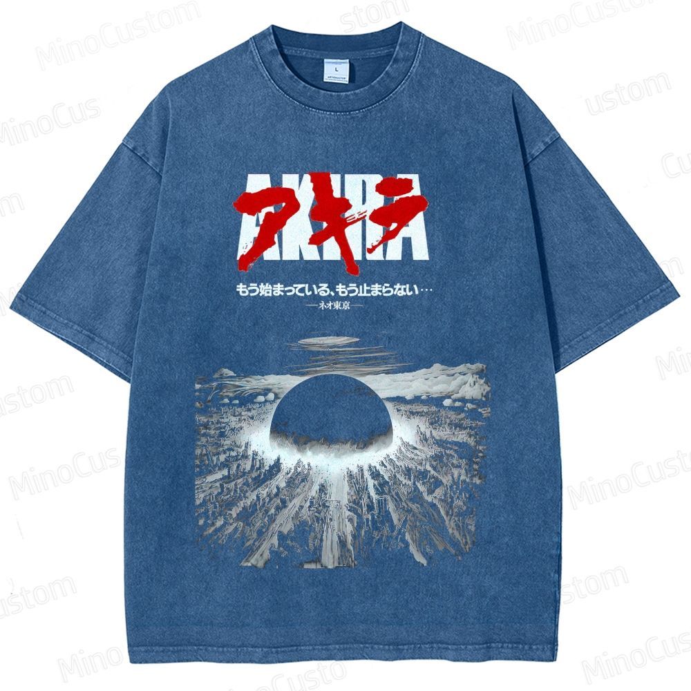 Vintage Distressed 'AKIRA' Japanese Kanji Graphic Oversized Washed T-Shirt