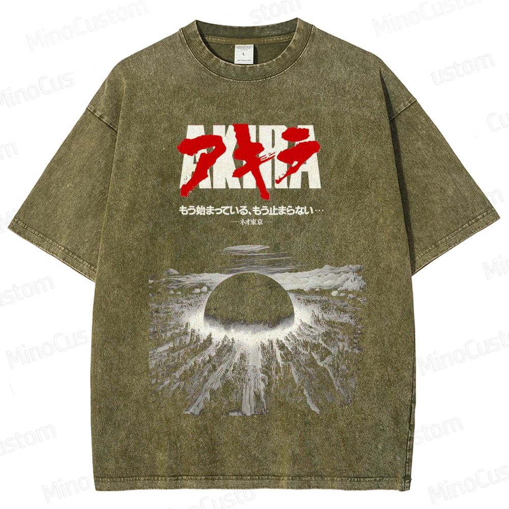 Vintage Distressed 'AKIRA' Japanese Kanji Graphic Oversized Washed T-Shirt