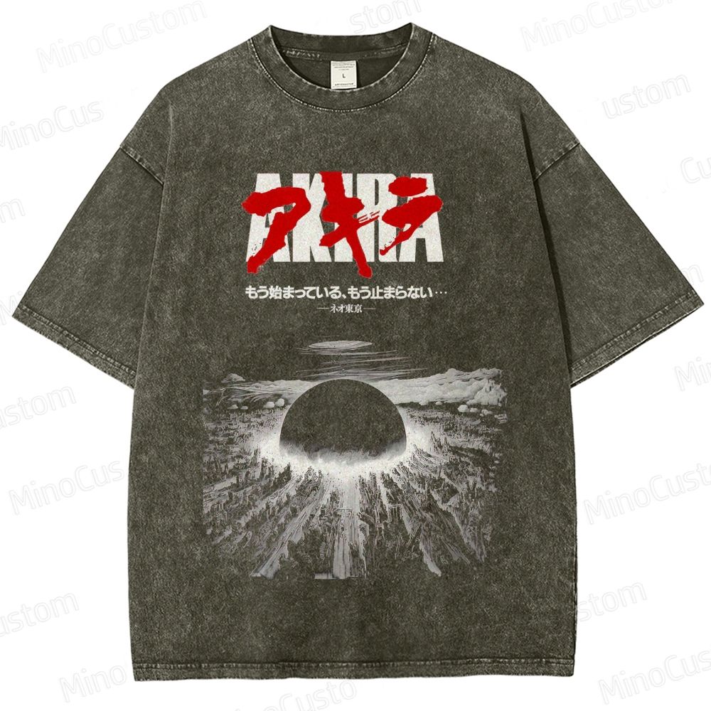 Vintage Distressed 'AKIRA' Japanese Kanji Graphic Oversized Washed T-Shirt