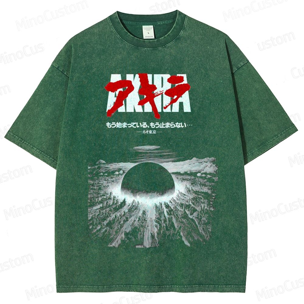 Vintage Distressed 'AKIRA' Japanese Kanji Graphic Oversized Washed T-Shirt