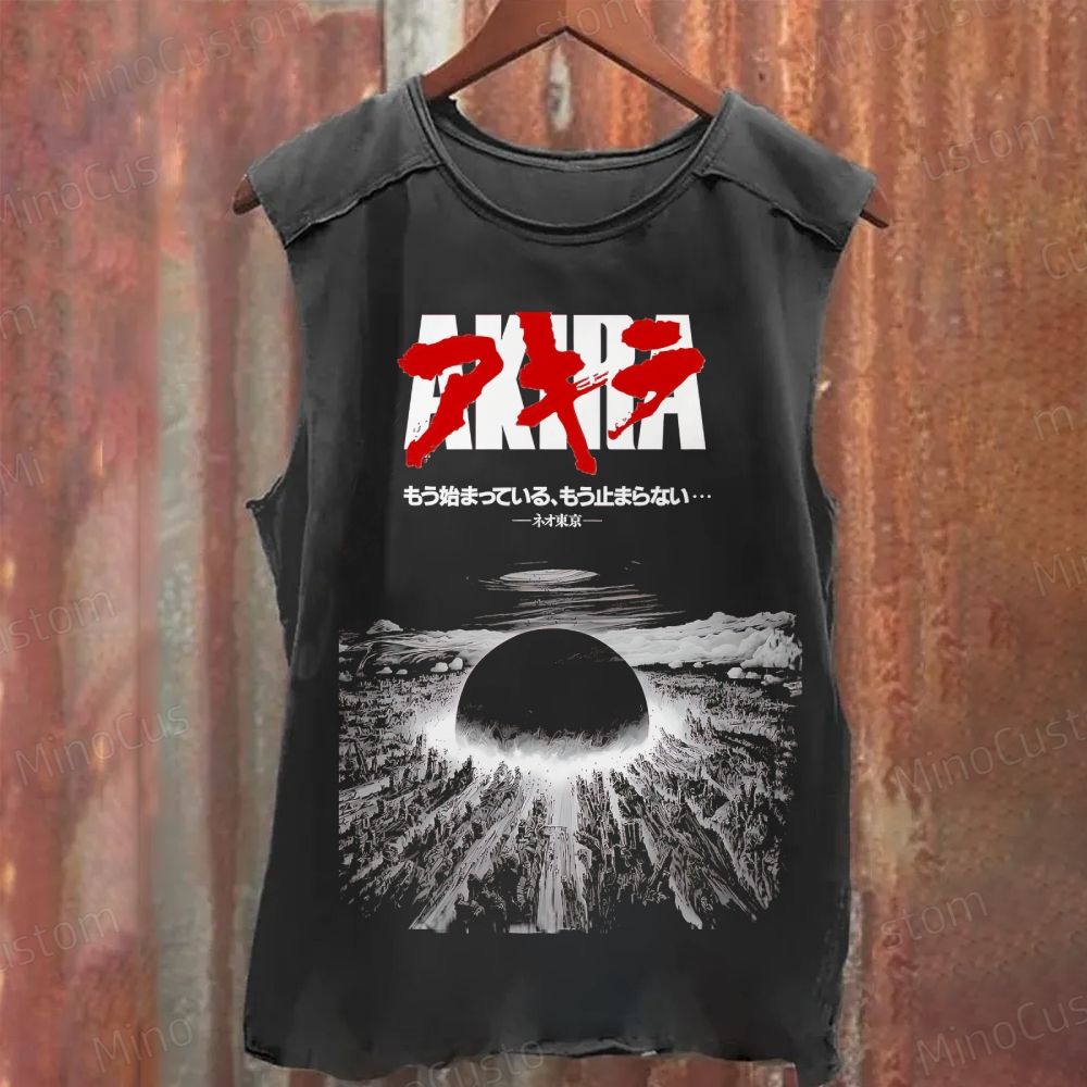 Vintage Distressed 'AKIRA' Japanese Kanji Graphic Washed Tank Top