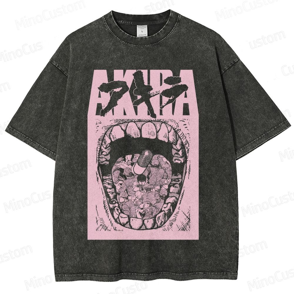 Vintage Akira Manga Graphic Oversized Washed T - Shirt