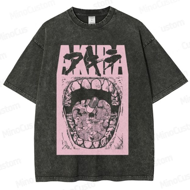 Vintage Akira Manga Graphic Oversized Washed T - Shirt