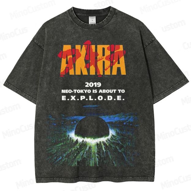 Vintage Akira "2019 Neo - Tokyo Explode" Graphic Oversized Washed T - Shirt