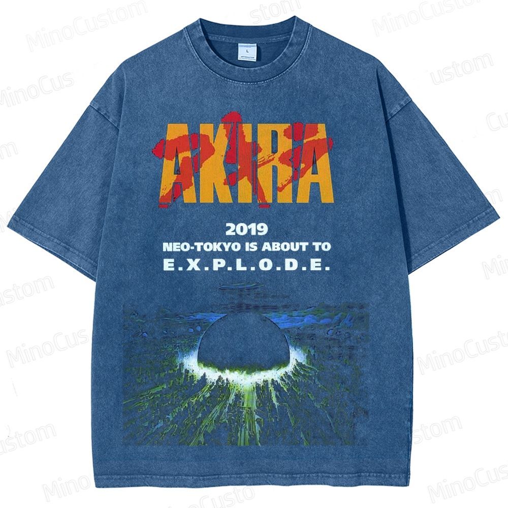 Vintage Akira "2019 Neo - Tokyo Explode" Graphic Oversized Washed T - Shirt