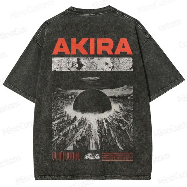 Vintage Akira Manga Graphic Oversized Washed T - Shirt