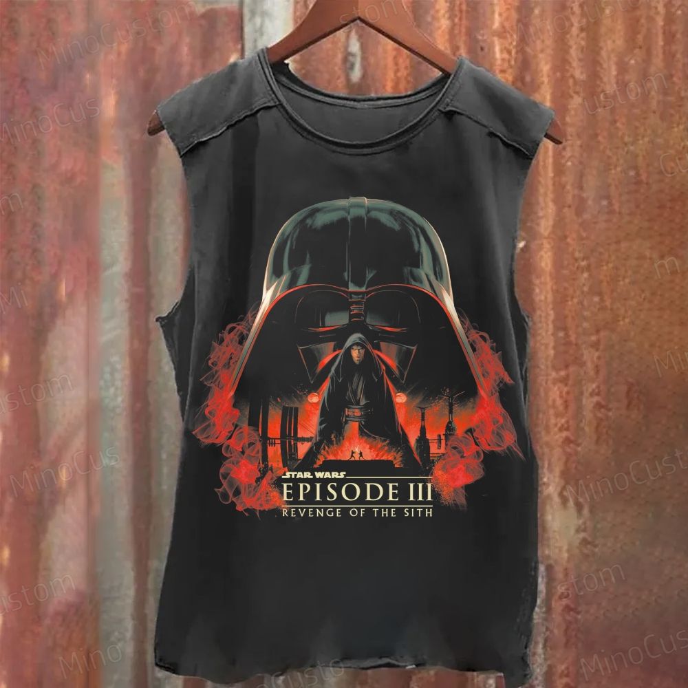 Vintage Star Wars Episode III Darth Vader Graphic Distressed Washed Tank Top