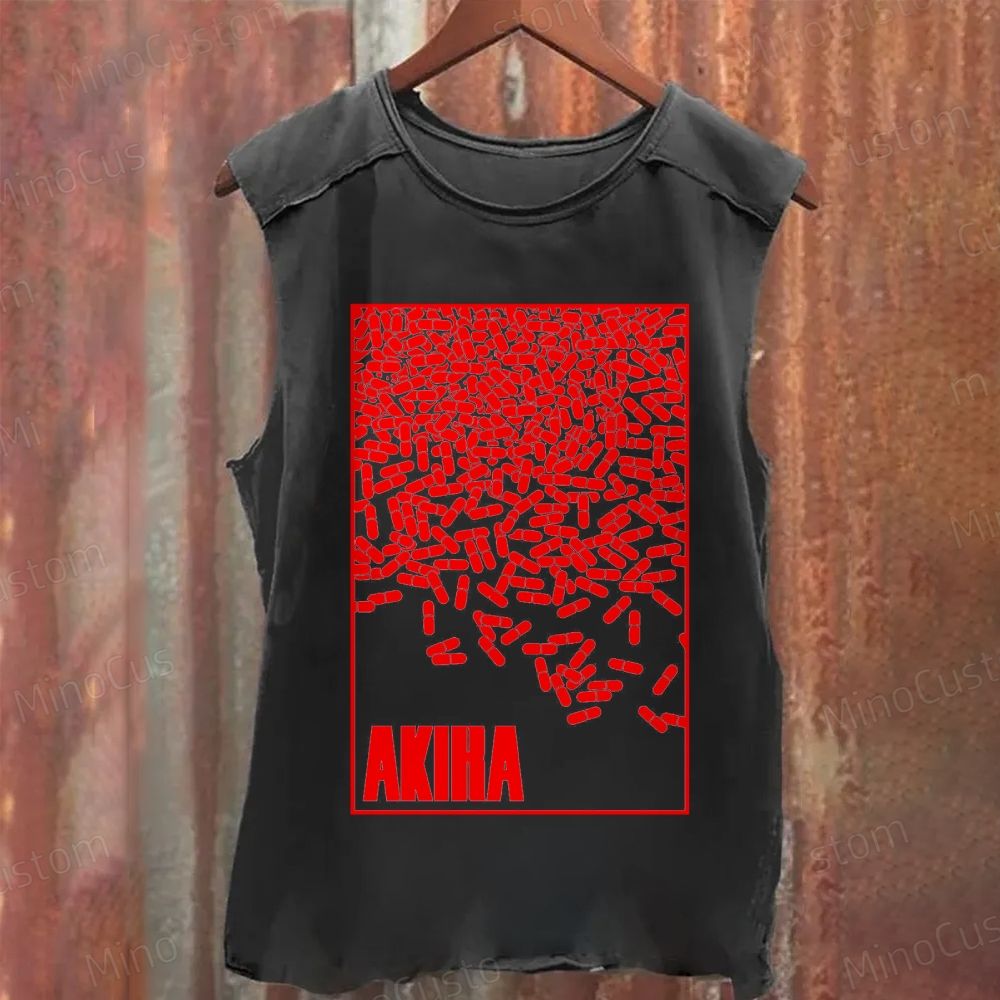 Vintage Distressed Akira Capsule Graphic Washed Tank Top