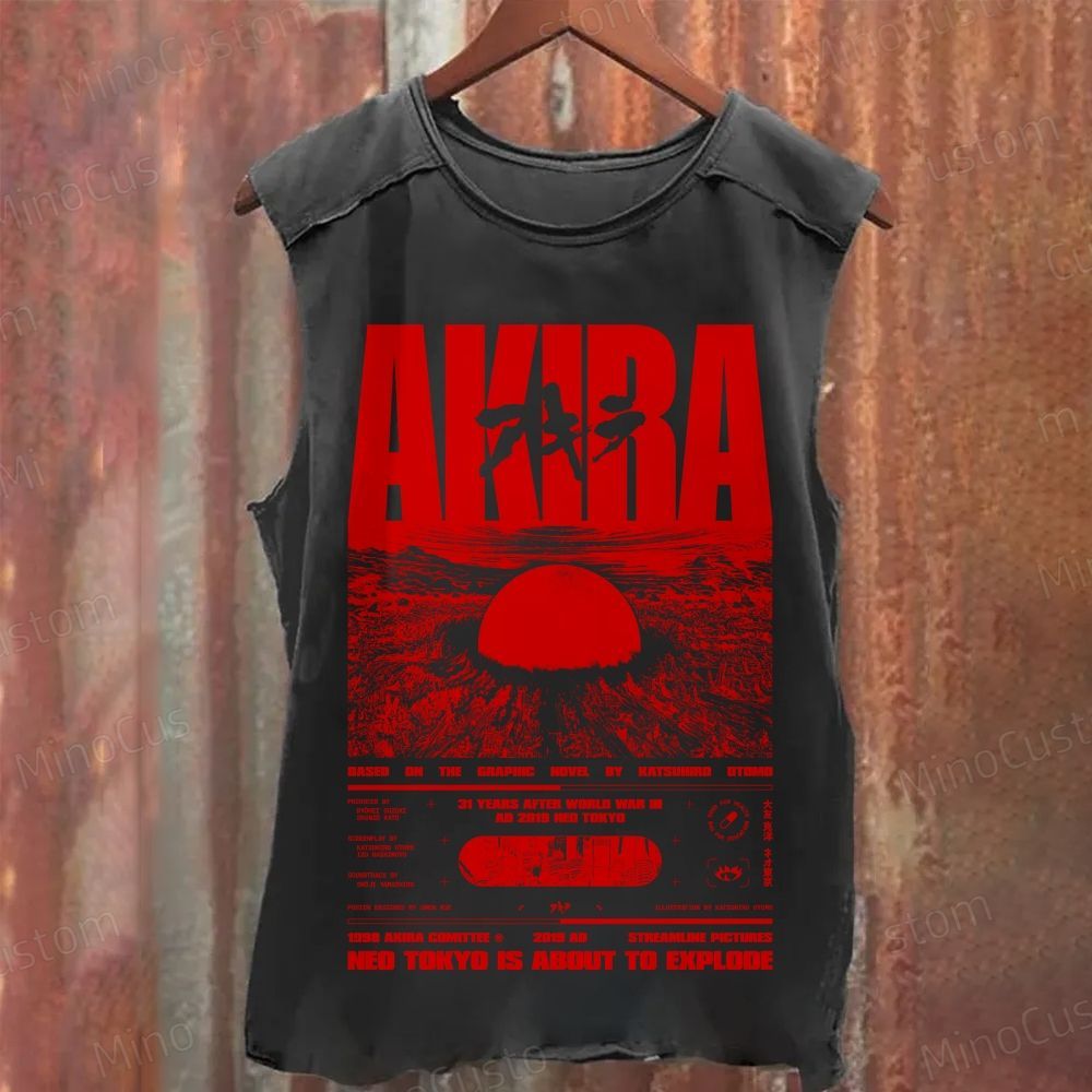 Vintage Distressed Akira Graphic Washed Tank Top