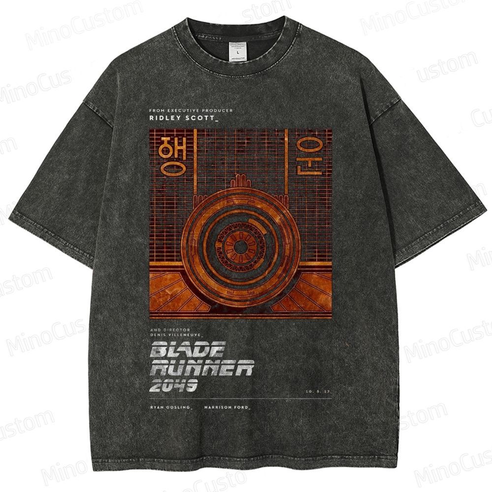 Vintage Blade Runner 2049 Poster Graphic Oversized Washed T - Shirt