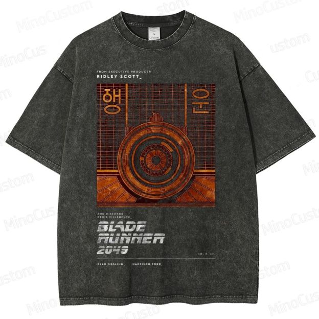 Vintage Blade Runner 2049 Poster Graphic Oversized Washed T - Shirt