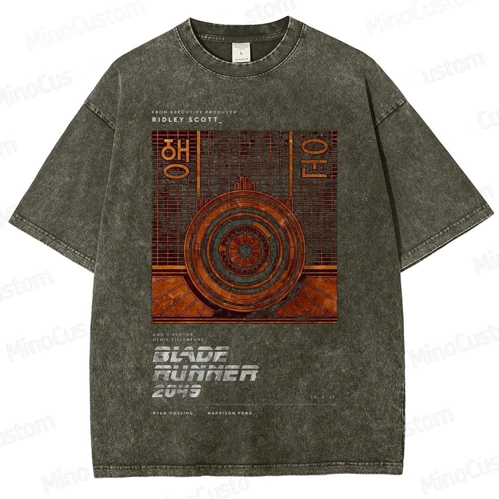Vintage Blade Runner 2049 Poster Graphic Oversized Washed T - Shirt