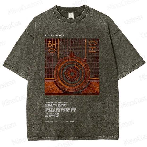 Vintage Blade Runner 2049 Poster Graphic Oversized Washed T - Shirt