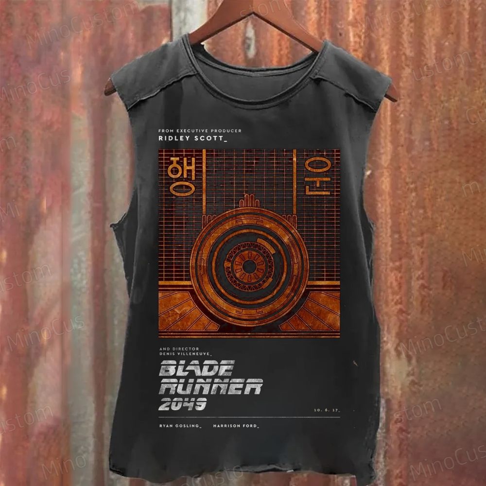Vintage Distressed Blade Runner 2049 Poster Graphic Washed Tank Top