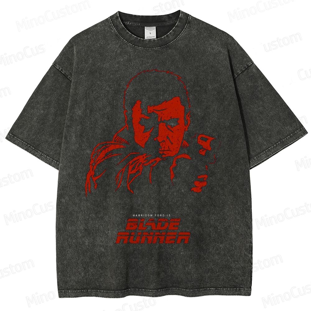 Vintage Blade Runner Graphic Oversized Washed T - Shirt