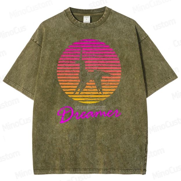  Blade Runner Cyberpunk Dreamer Washed T-Shirt