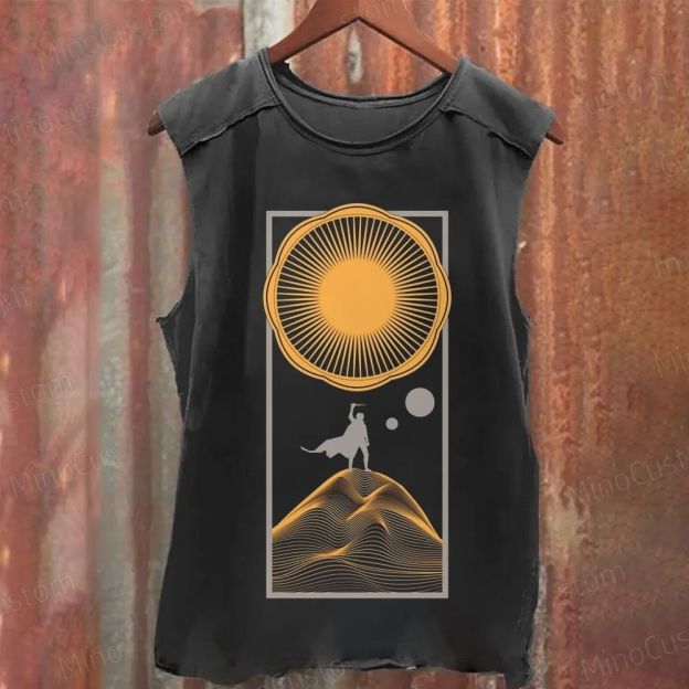 Dune - Inspired Sun Warrior Graphic Washed Tank Top